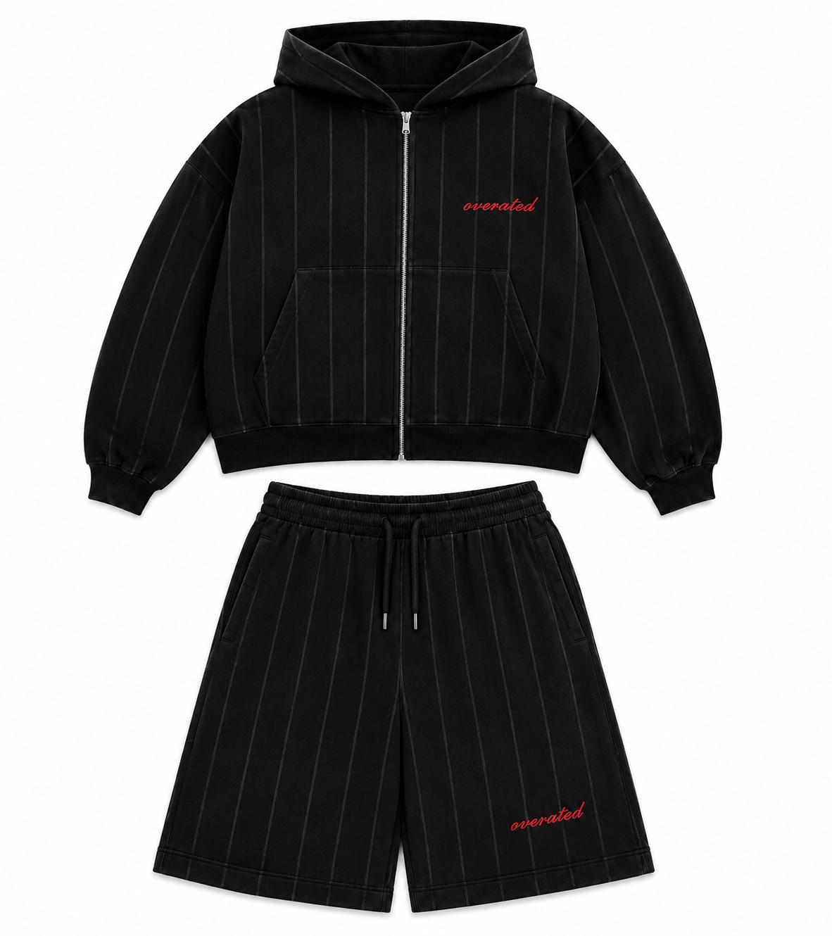 Black Striped Hoodie Set